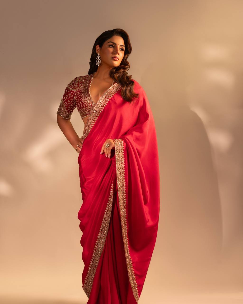 Soft Rangoli Silk Saree with Sequence Embroidery & Lace Border