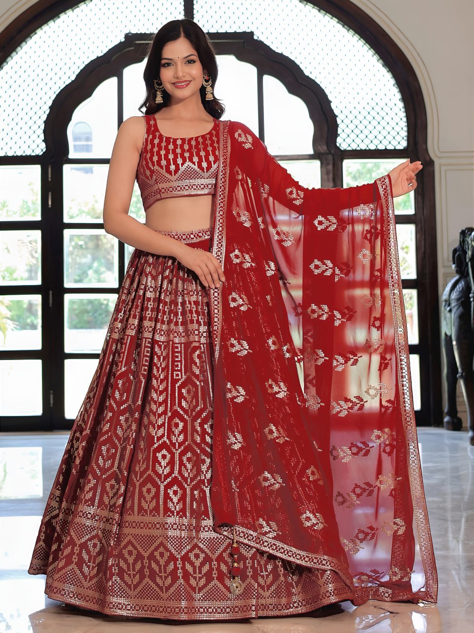 Maroon Heritage Lehenga Set