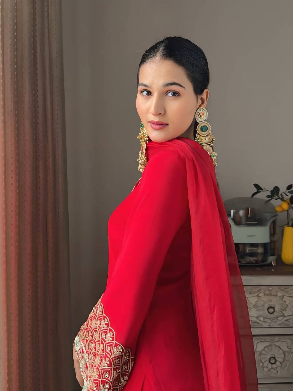 Designer Farsi Top & Salwar Set with Fancy Dupatta and Embroidery Work