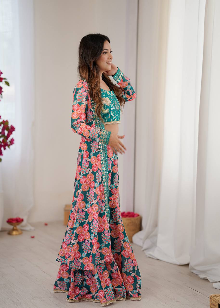 Heavy Muslin Sharara Salwar Suits Indo Western Dresses