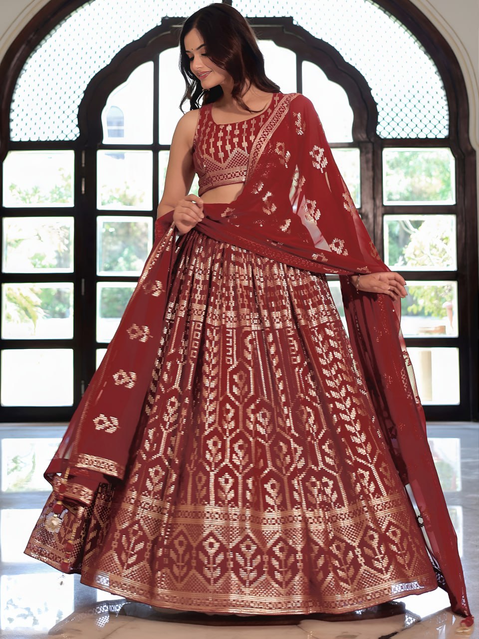 Maroon Heritage Lehenga Set