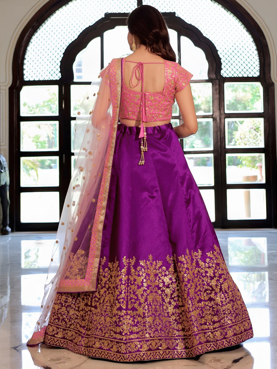 Purple and Pink Heritage Lehenga Set