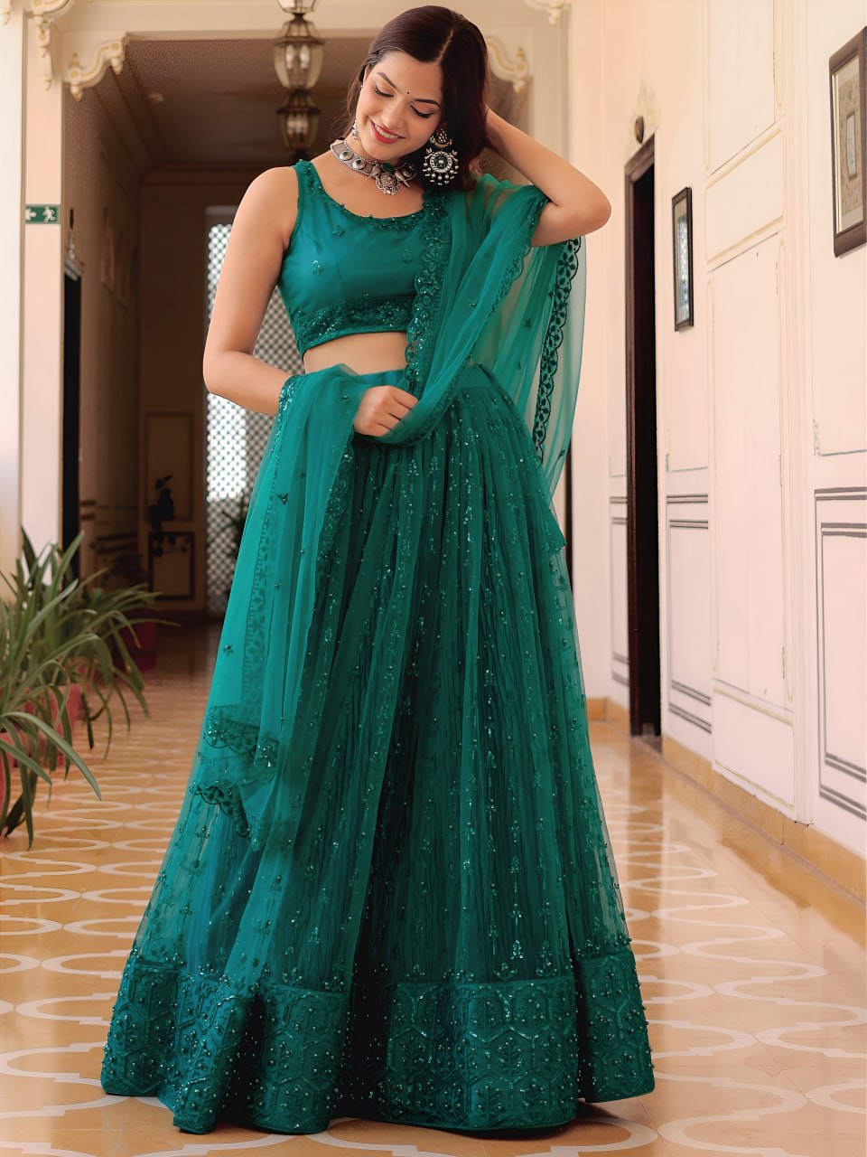 Teal Green Elegance Lehenga Set