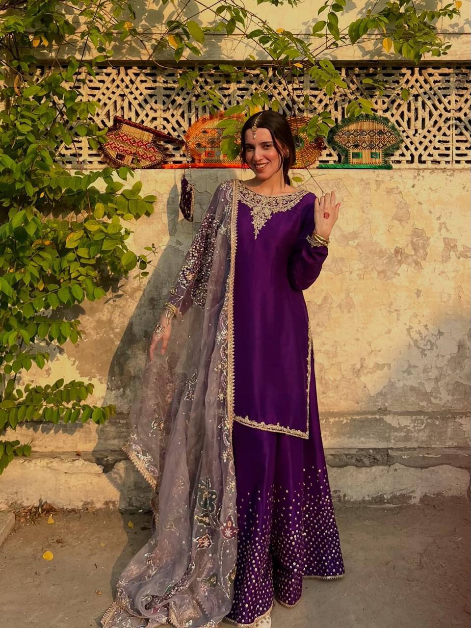 Exclusive 3-Piece Plazzo Set with Dupatta – Chinon Fabric with Sequence Embroidery