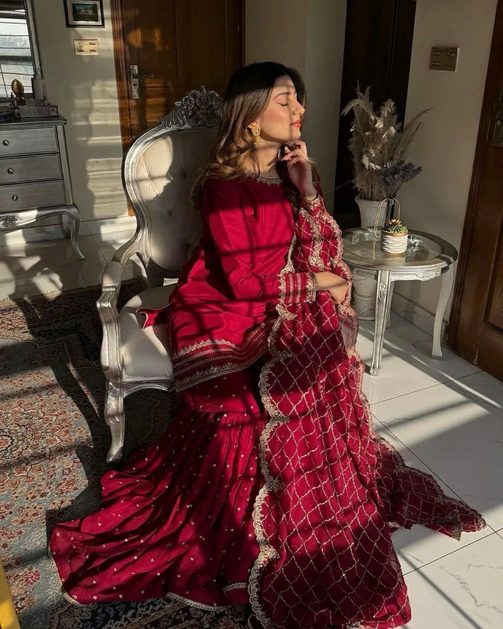 Party Wear Look Top-Plazzo and Dupatta With Heavy Embroidery Work