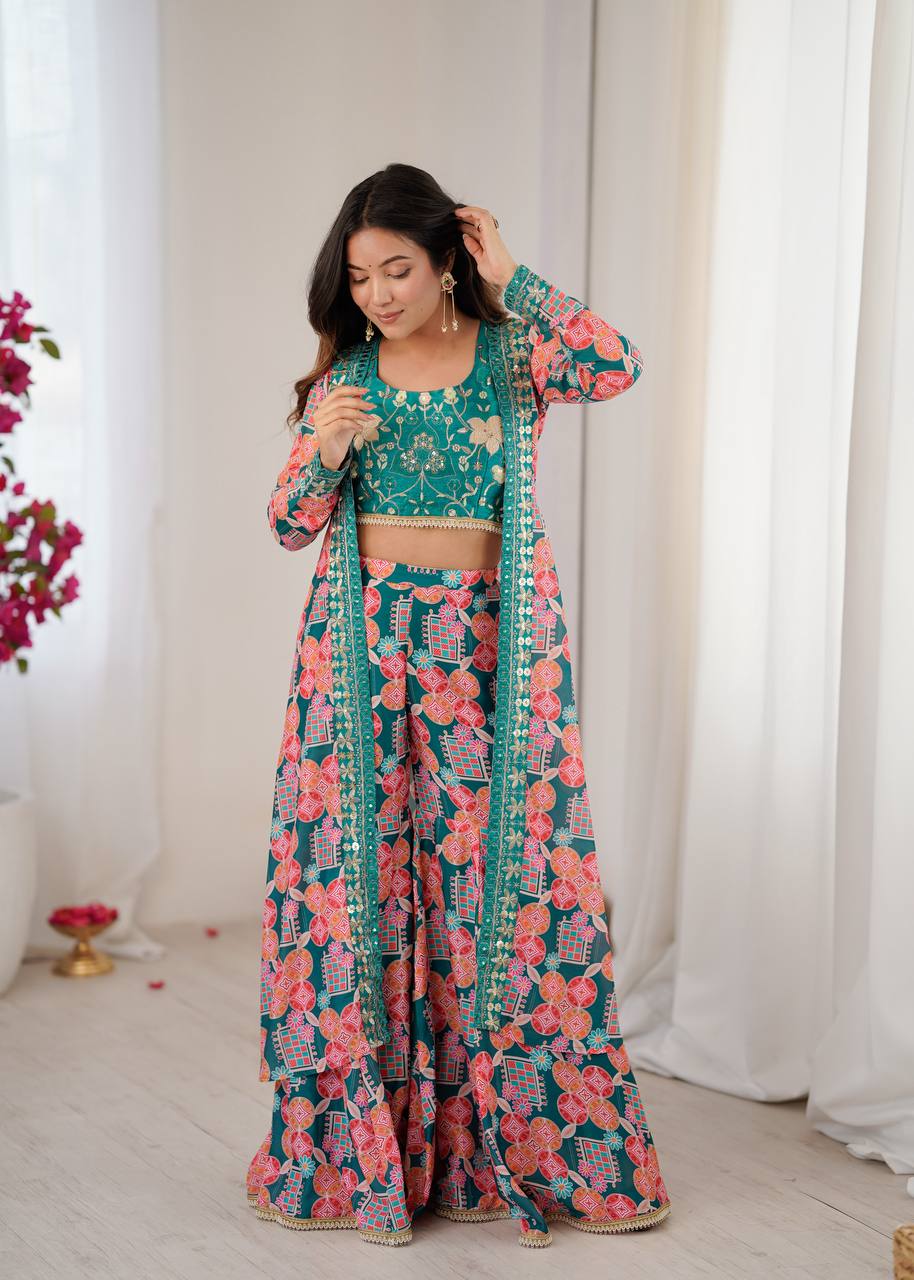 Heavy Muslin Sharara Salwar Suits Indo Western Dresses