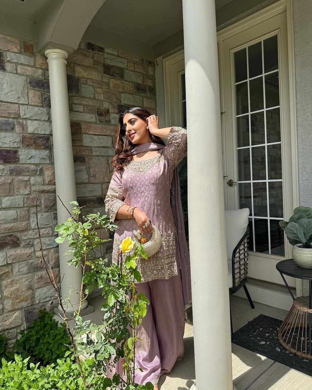 Premium Baby Pink Cosmos Silk Sequin & Zari Work Palazzo Set