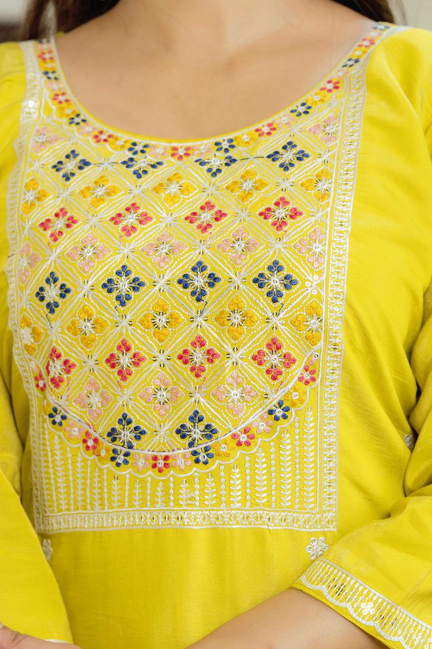 Rangrsa Ethnic Motifs Embroidered Regular Thread Work Kurta With Trousers & Dupatta