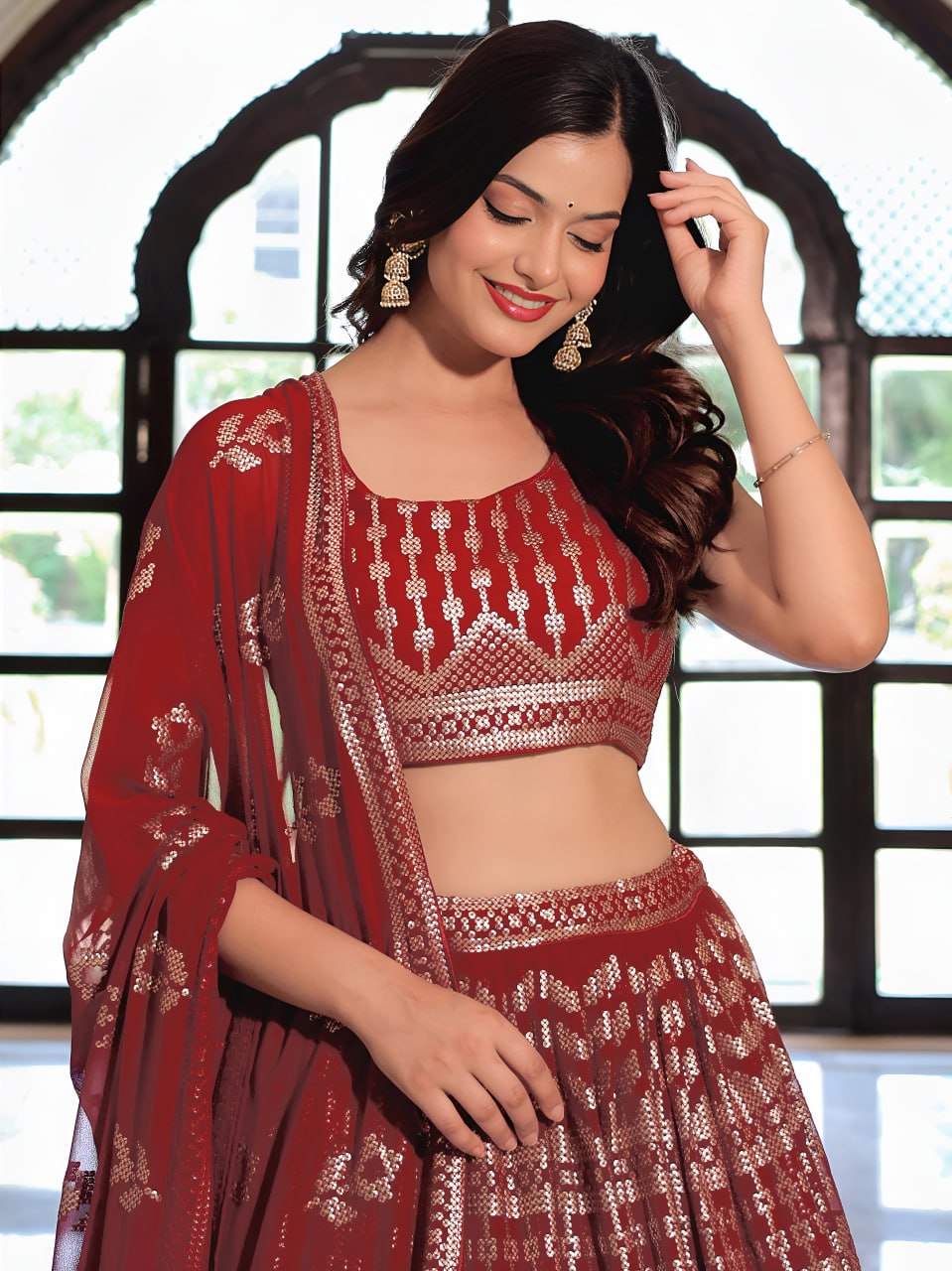 Maroon Heritage Lehenga Set