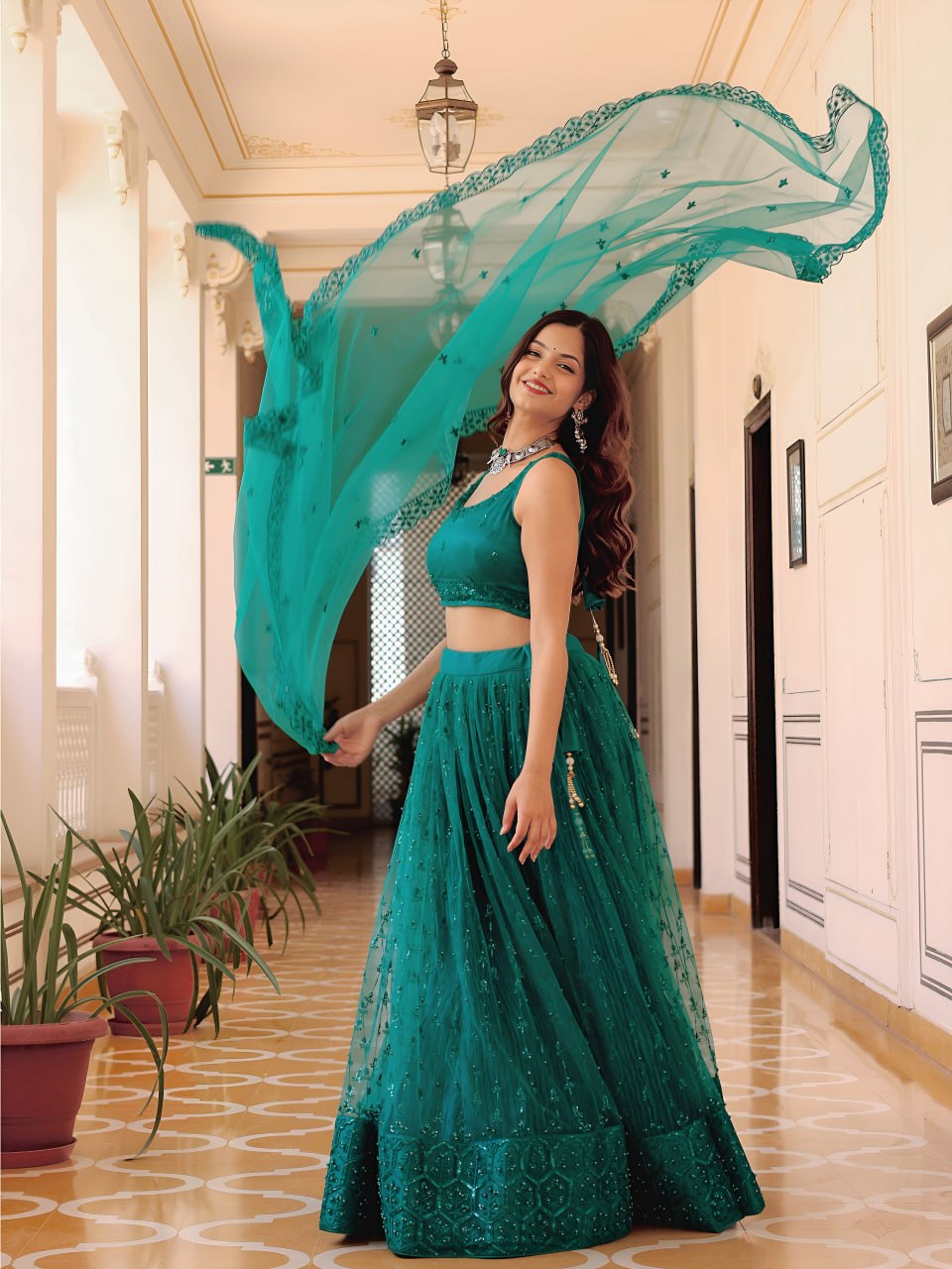 Teal Green Elegance Lehenga Set