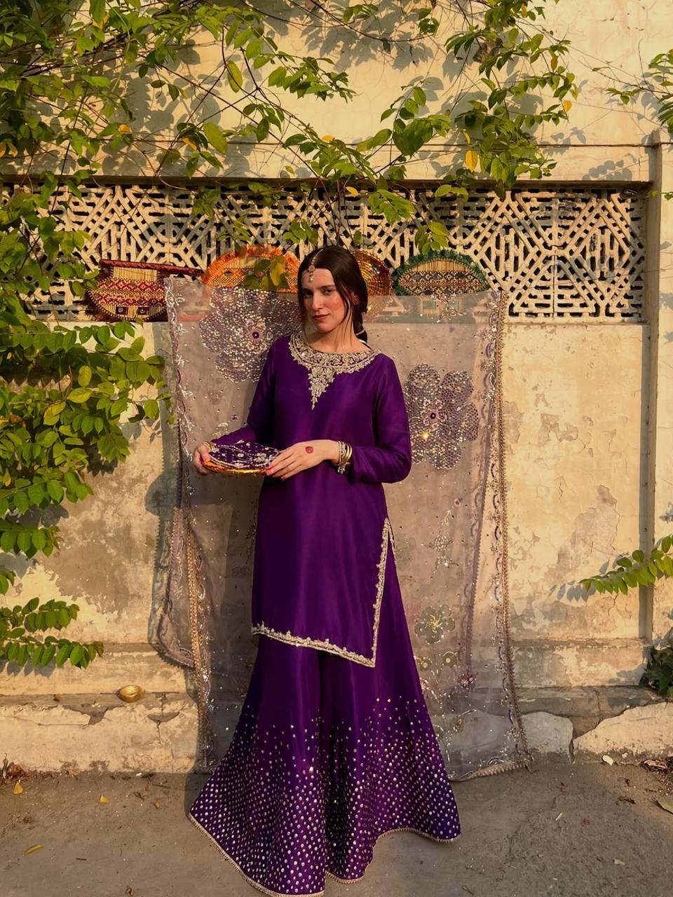 Exclusive 3-Piece Plazzo Set with Dupatta – Chinon Fabric with Sequence Embroidery