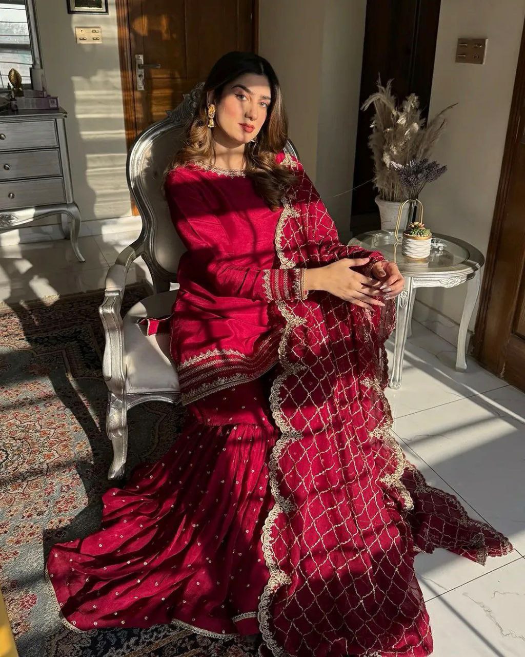 Party Wear Look Top-Plazzo and Dupatta With Heavy Embroidery Work