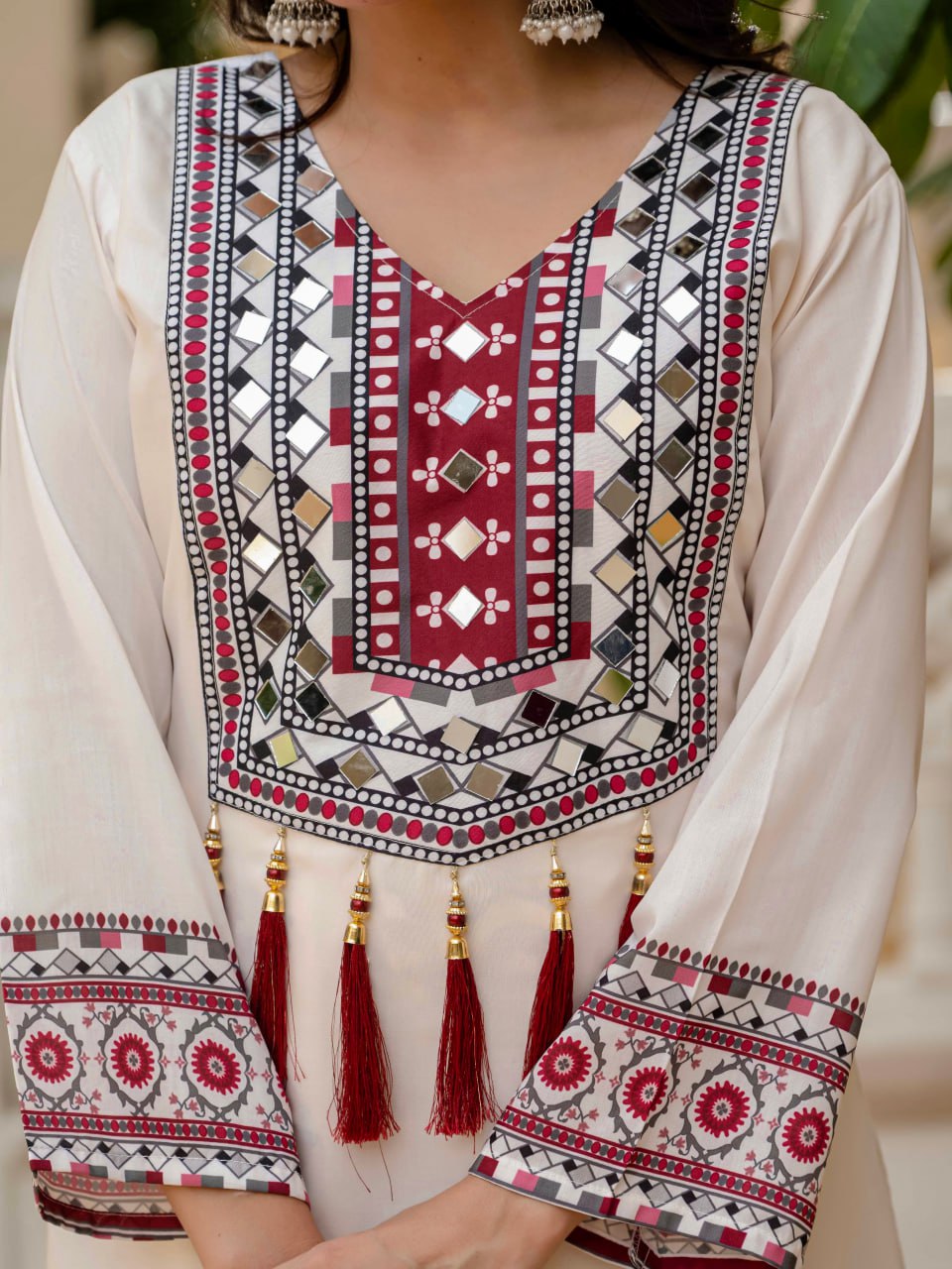 DESIGNER WEAR TRENDING TOP WITH PRINTED WORK AND REAL MIRROR WORK WITH PLAZZO AND DUPATTA SET