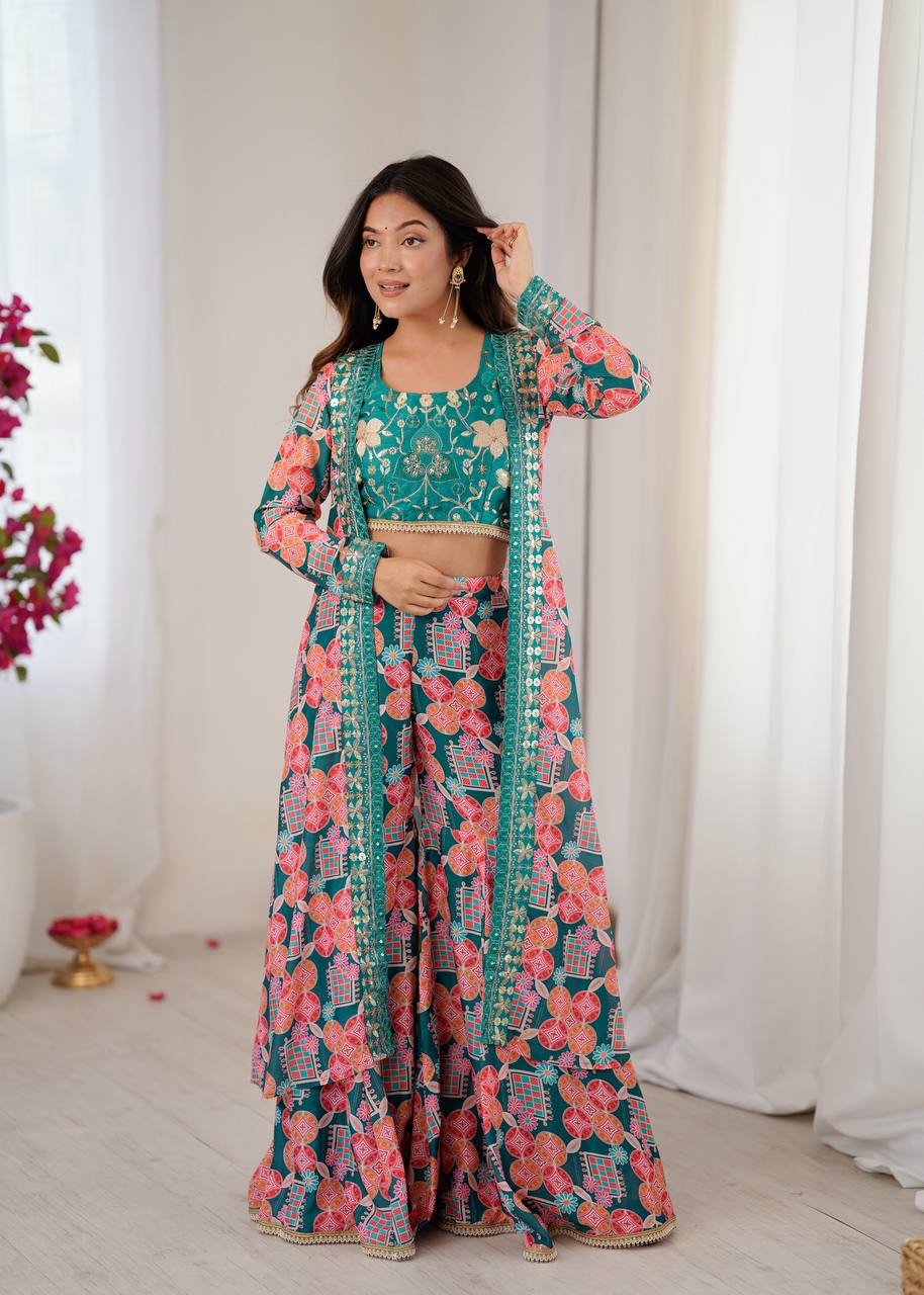 Heavy Muslin Sharara Salwar Suits Indo Western Dresses
