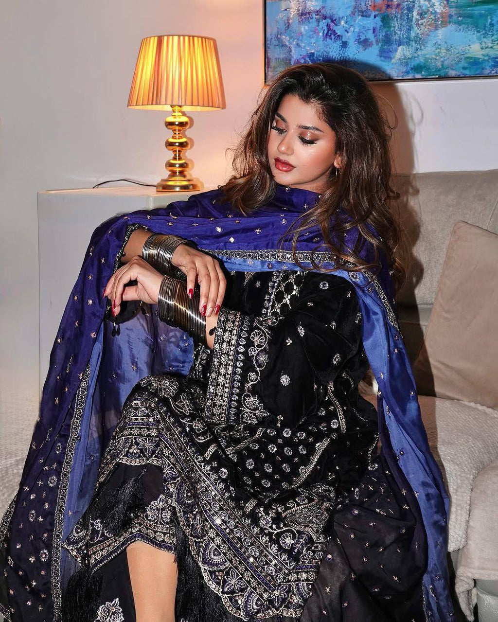 LAUNCHED VELVET KURTI-PLAZZO SET