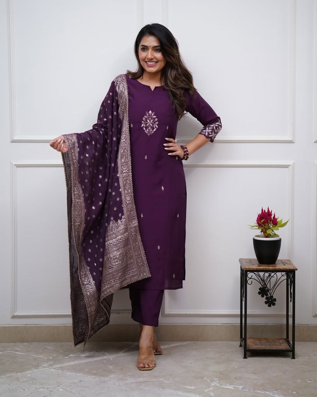 Rangrasa Women Embroidered Straight Kurta Set