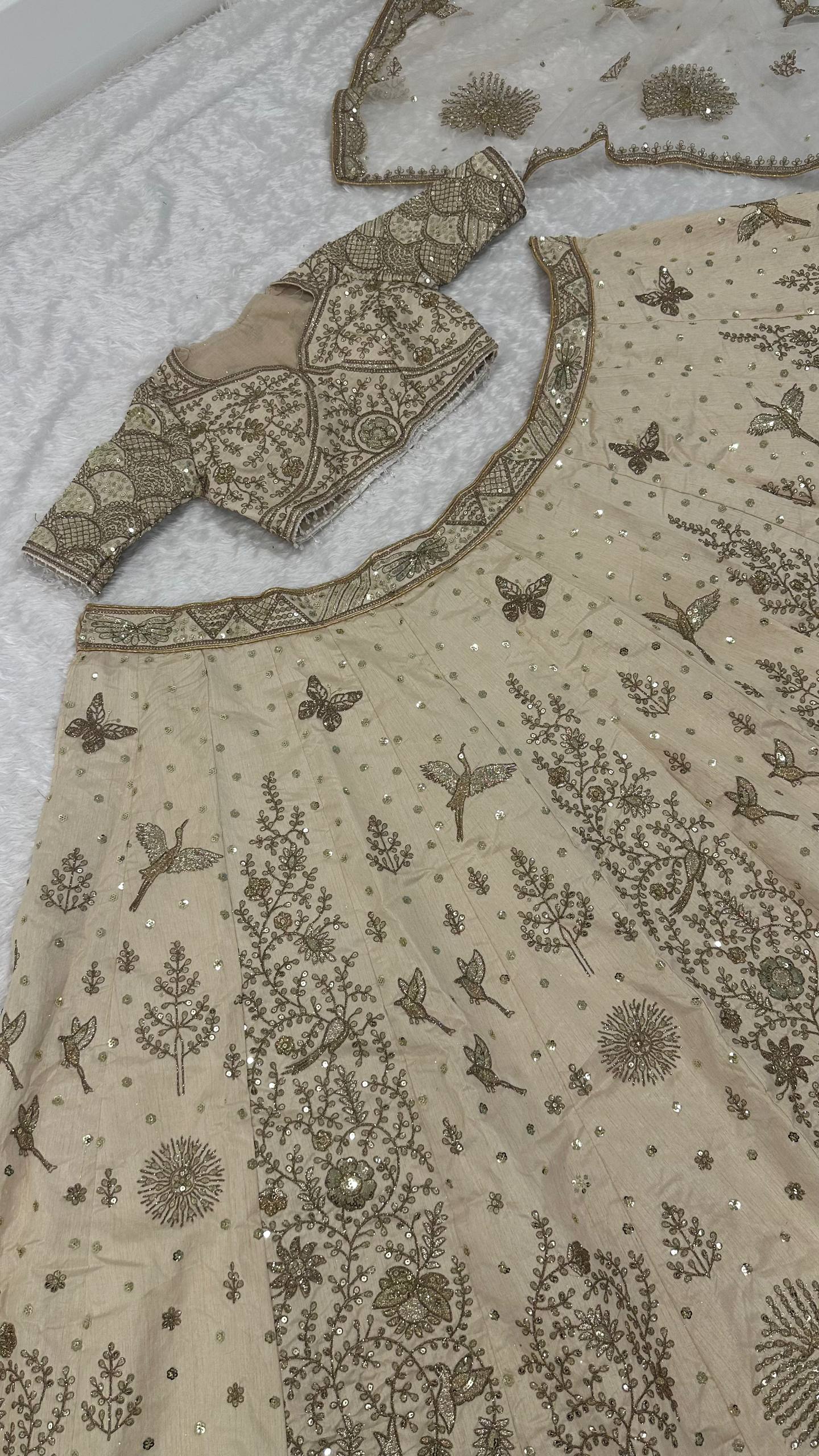 Heavy slub silk lehenga with sequins  dori & zari work