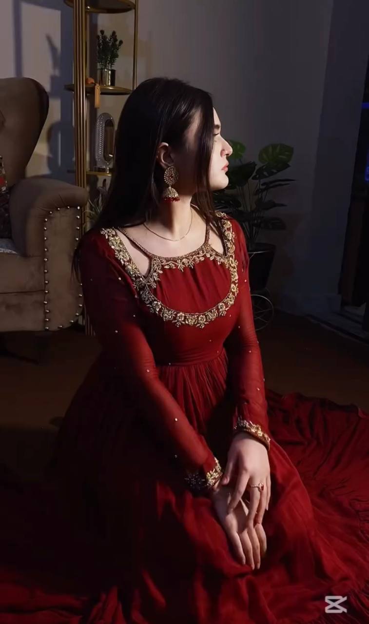 Designer Faux Georgette Party Wear Gown Set with Dupatta & Bottom – Embroidery and Sequins Work
