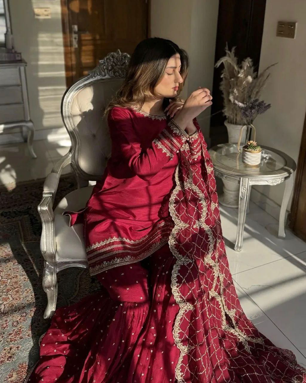 Party Wear Look Top-Plazzo and Dupatta With Heavy Embroidery Work