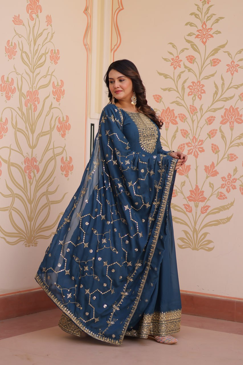 Georgette Gown Dupatta Diwali Collection
