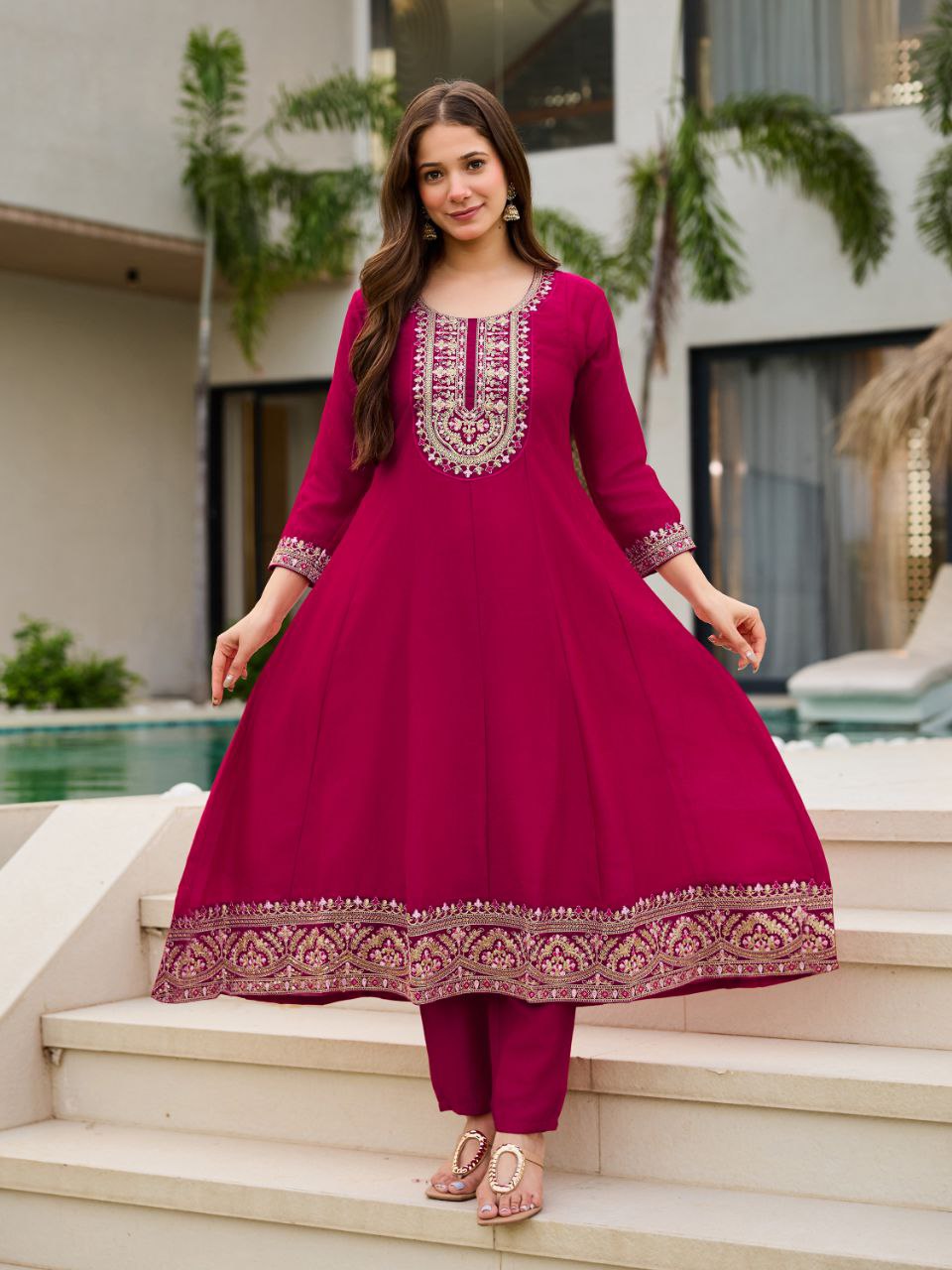 Women Ethnic Motifs Printed Anarkali Kurta with Trouser & Dupatta