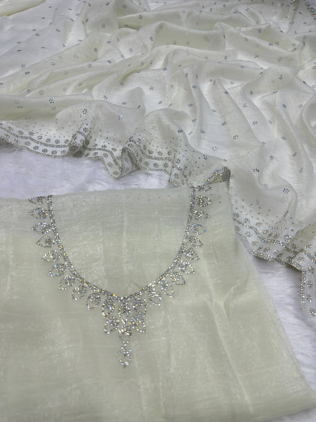 Soft Georgette Designer Party Wear Saree With Swarovski Zarkan Work