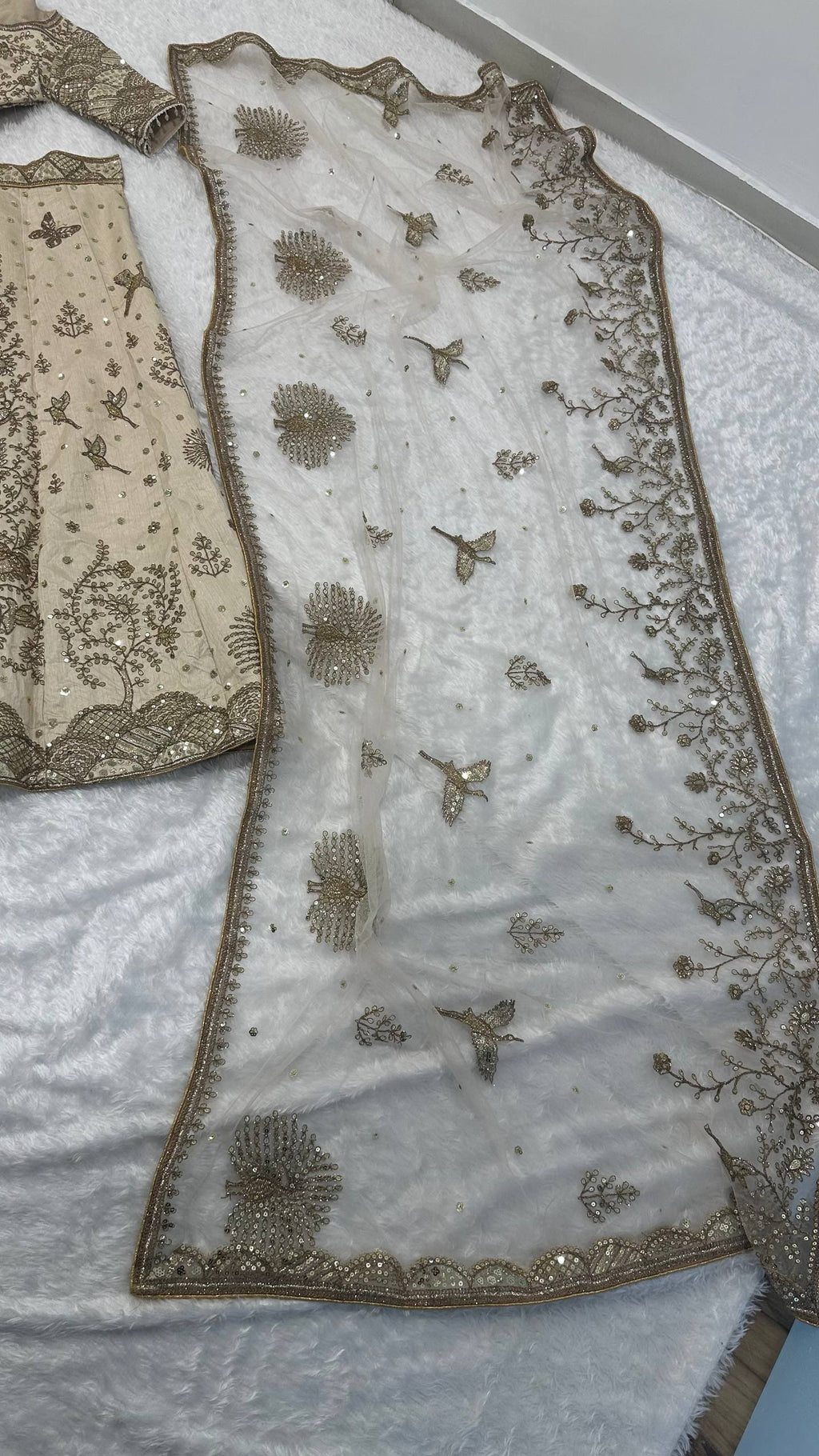 Heavy slub silk lehenga with sequins  dori & zari work