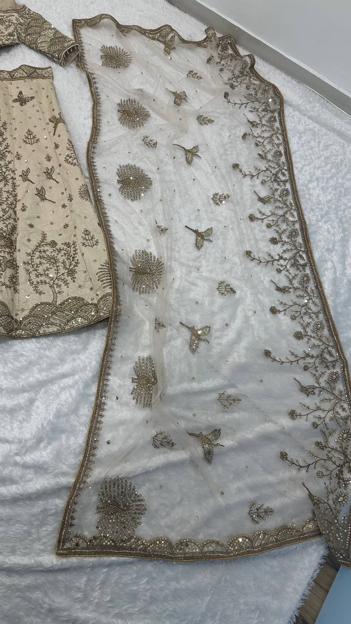 Heavy slub silk lehenga with sequins  dori & zari work