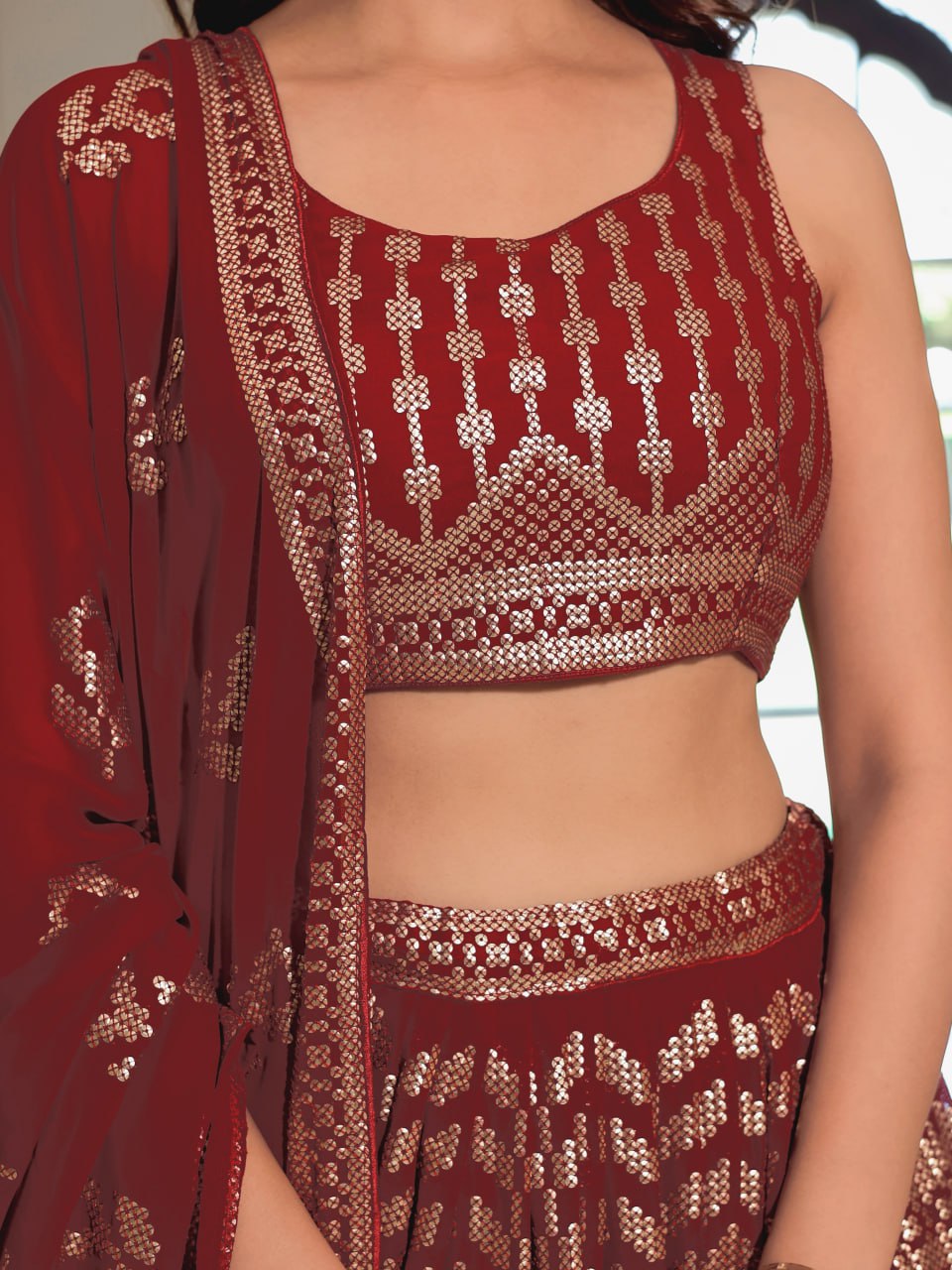 Maroon Heritage Lehenga Set