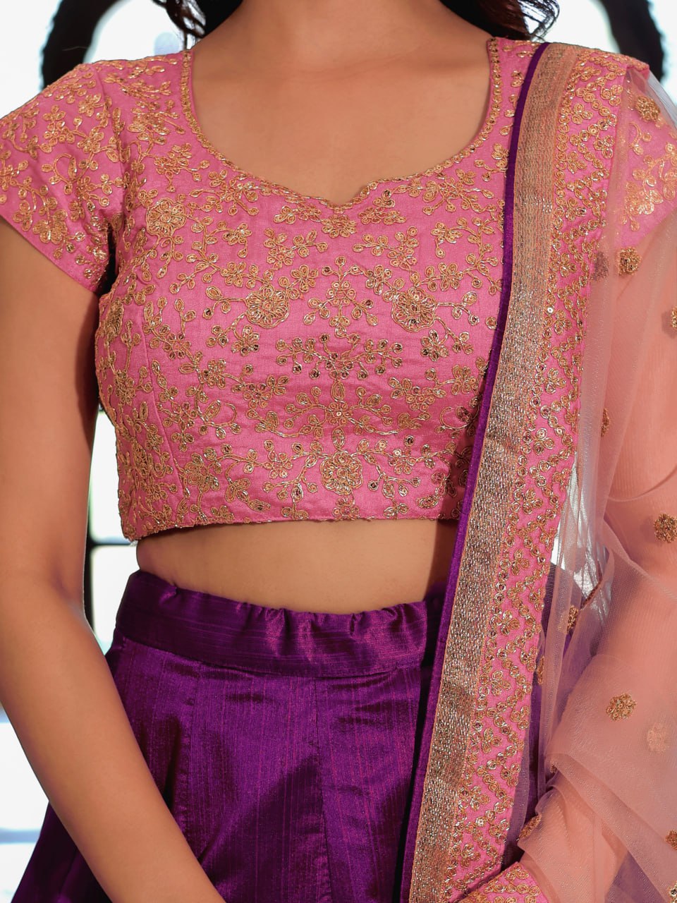 Purple and Pink Heritage Lehenga Set