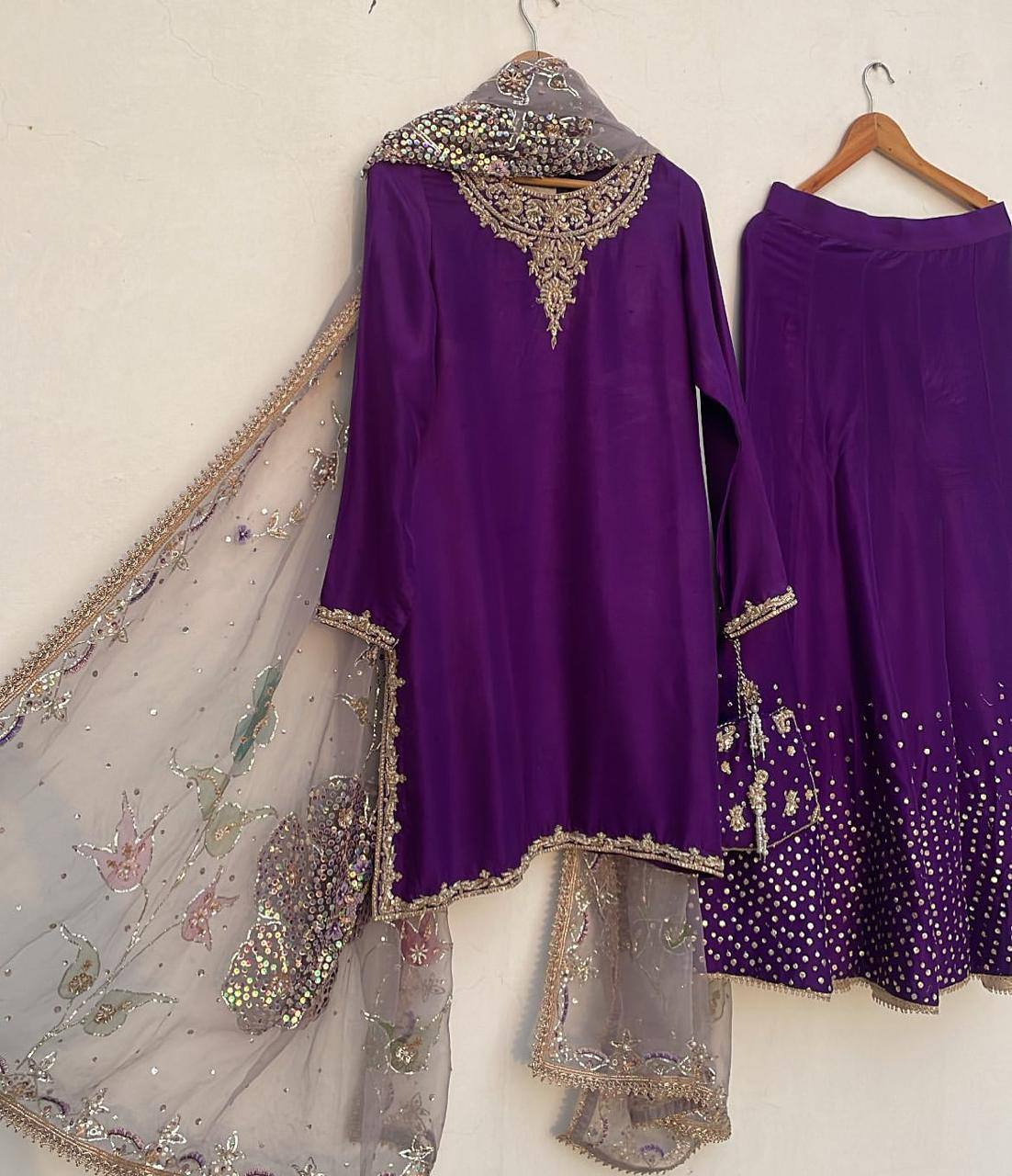 Exclusive 3-Piece Plazzo Set with Dupatta – Chinon Fabric with Sequence Embroidery