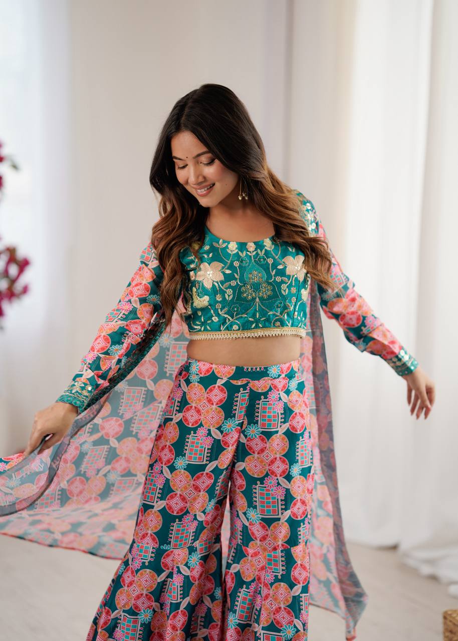 Heavy Muslin Sharara Salwar Suits Indo Western Dresses