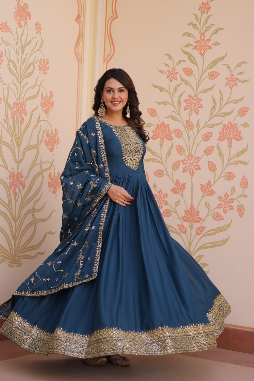 Georgette Gown Dupatta Diwali Collection