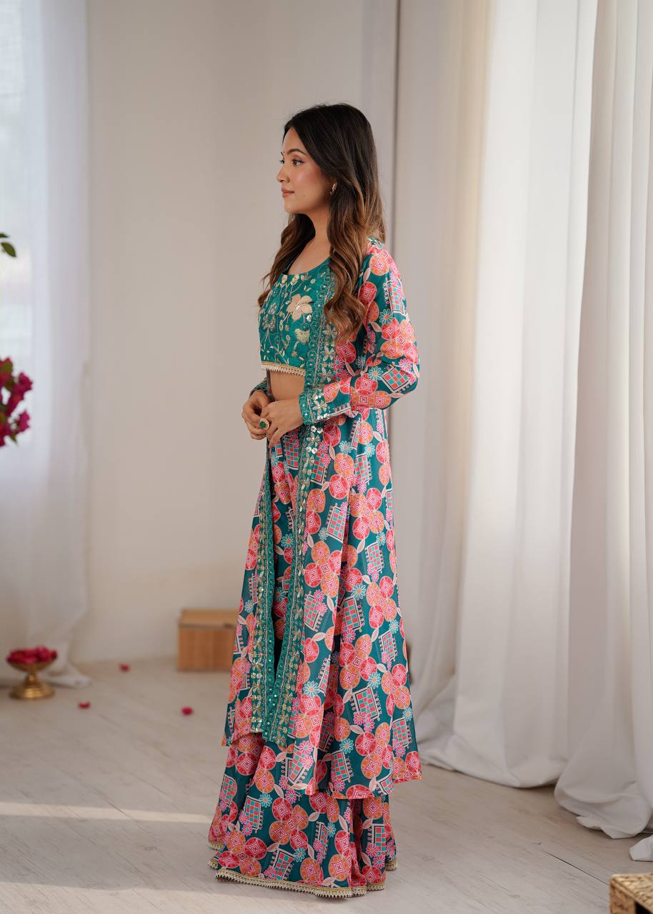 Heavy Muslin Sharara Salwar Suits Indo Western Dresses