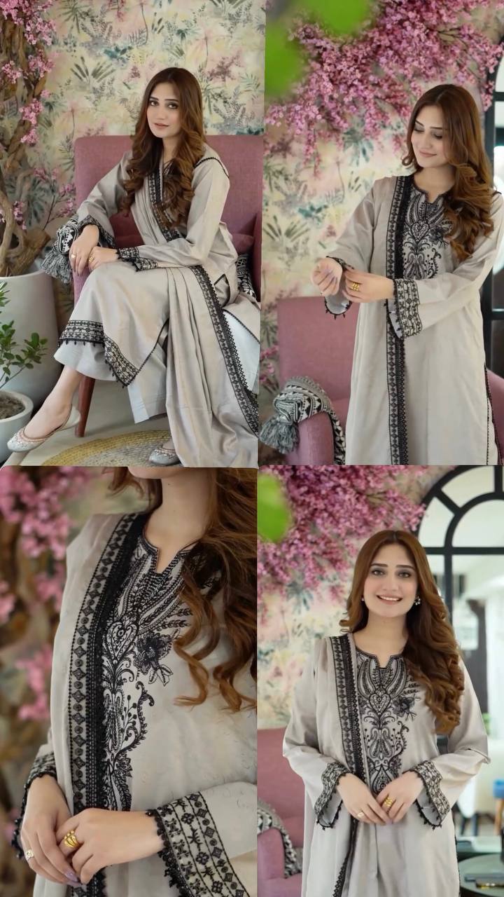 Designer Party Wear Faux Georgette Suit Set with Embroidery / rangrasa