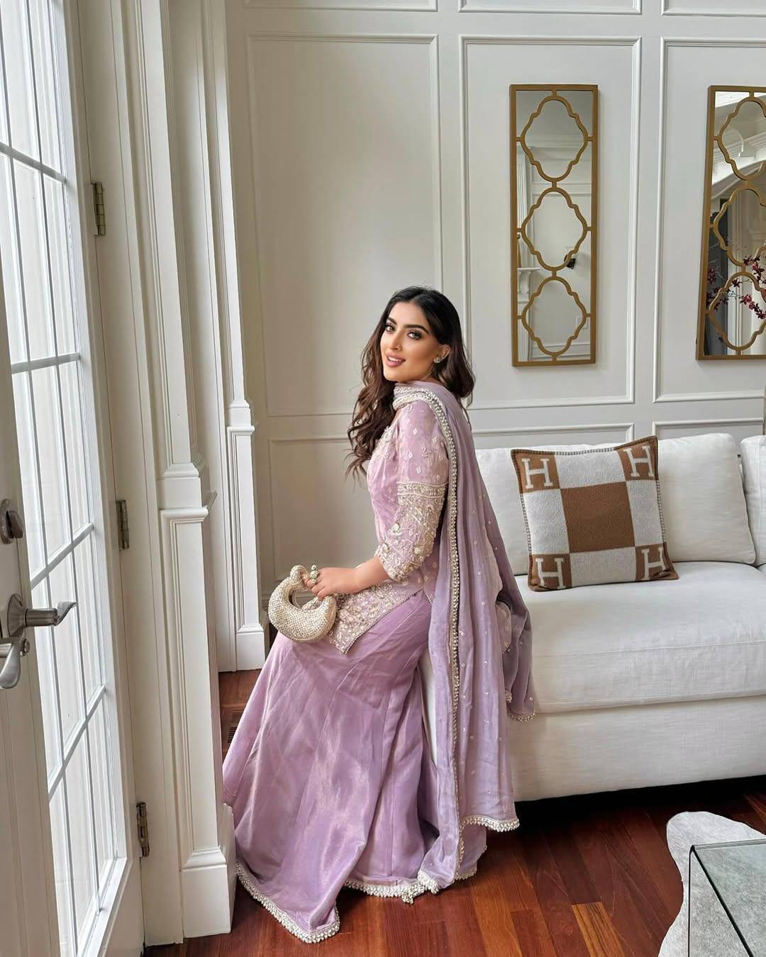 Premium Baby Pink Cosmos Silk Sequin & Zari Work Palazzo Set