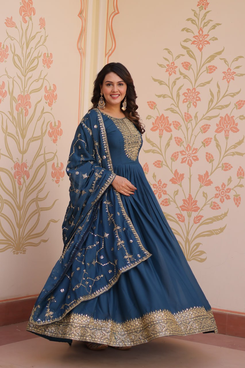Georgette Gown Dupatta Diwali Collection