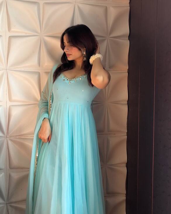 Women Empire Mirror Work Kurta with Trousers & Dupatta