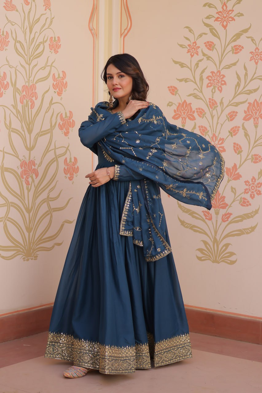 Georgette Gown Dupatta Diwali Collection