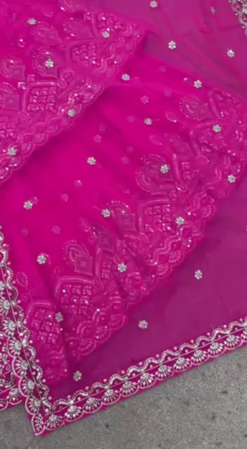 Designer Faux Georgette Lehenga Set with Embroidery Sequins & Dupatta
