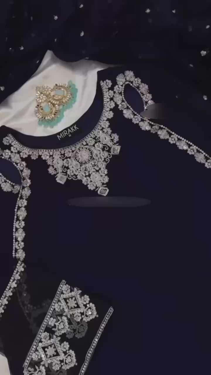 Designer Faux Georgette Top & Bottom Set with Dupatta – Heavy Embroidery & Sequence Work