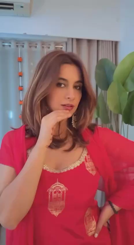Designer Red Color Sharara Suit