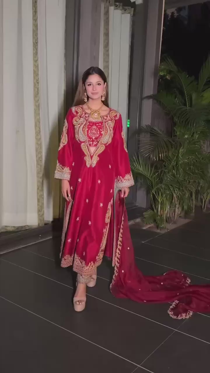 Premium Chinon Kurti, Blouse, Pant & Dupatta Set with Embroidery and Sequin Work