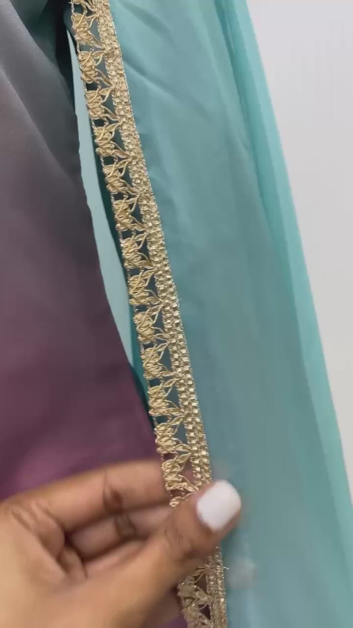 Exclusive 3-Piece Plazzo Set with Dupatta – Printed Crape Silk & Mirror Embroidery Work