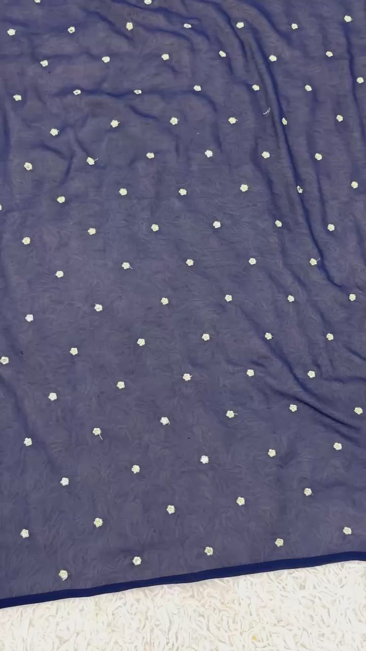 Designer Faux Georgette Top & Bottom Set with Dupatta – Heavy Embroidery & Sequence Work