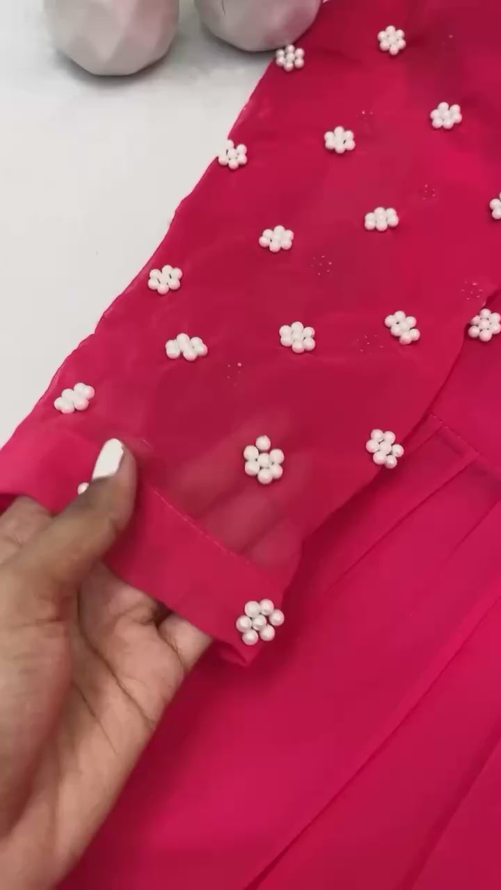 Exclusive 2-Piece Georgette Gown with Dupatta – Beads Work, Fully Stitched