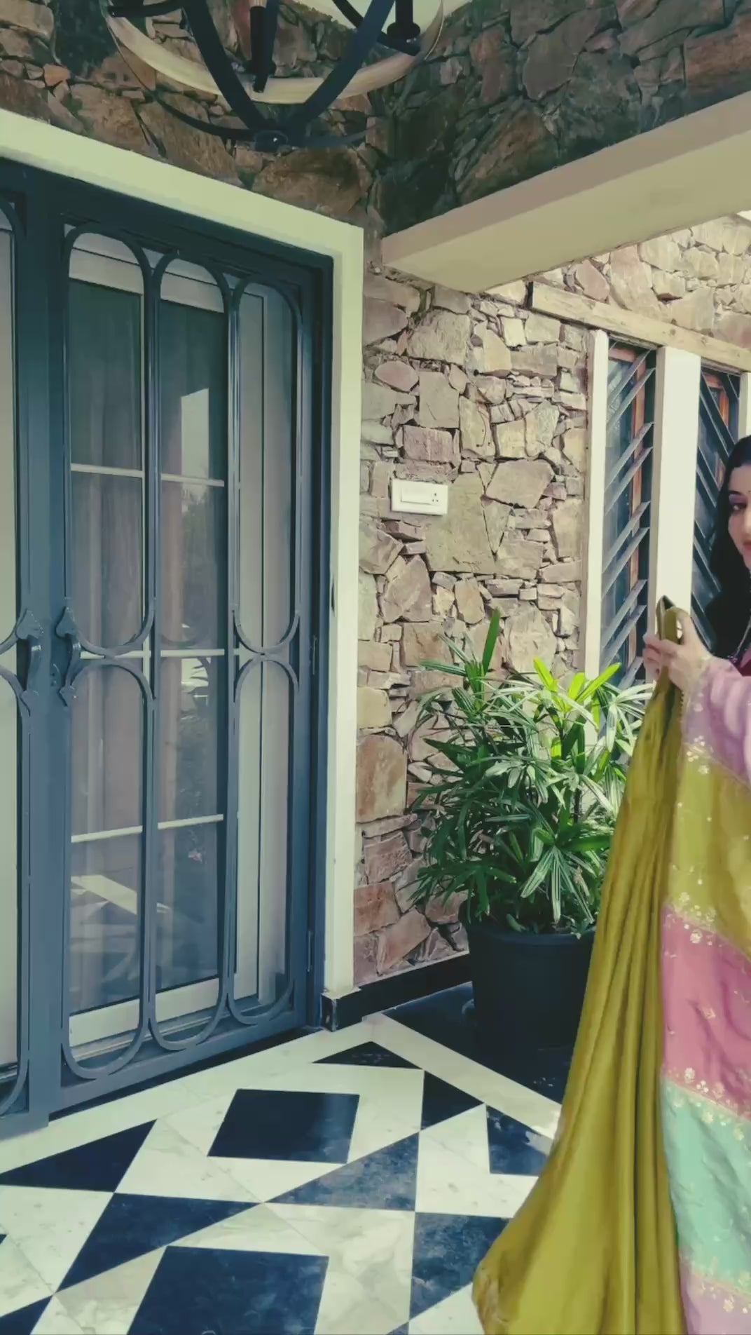 Designer Mehndi Color Roman Simmer Silk Top, Plazzo & Dupatta Set – Embroidery & Gota Lace Work